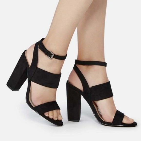 Justfab Black Perenna Heeled Sandal - Picture 1 of 7